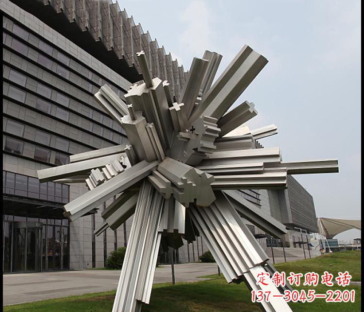 公园不锈钢抽象条形造型雕塑