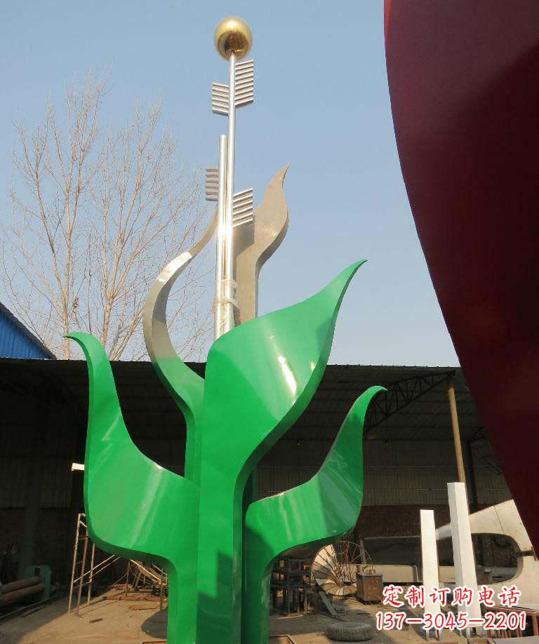 公园不锈钢抽象小麦雕塑