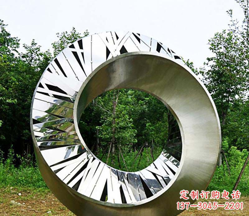 符号意义深刻的不锈钢抽象圆环雕塑 符号意义深刻的不锈钢抽象圆环雕塑