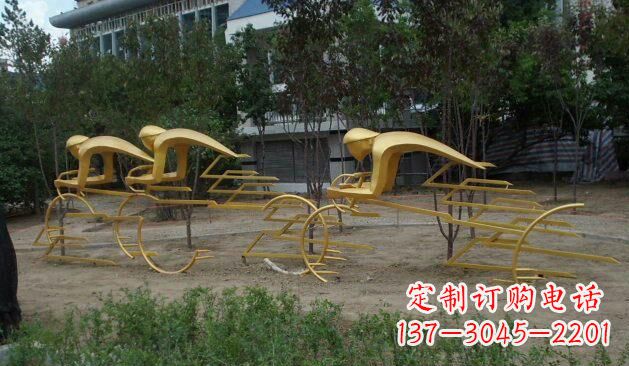公园不锈钢抽象运动赛车雕塑