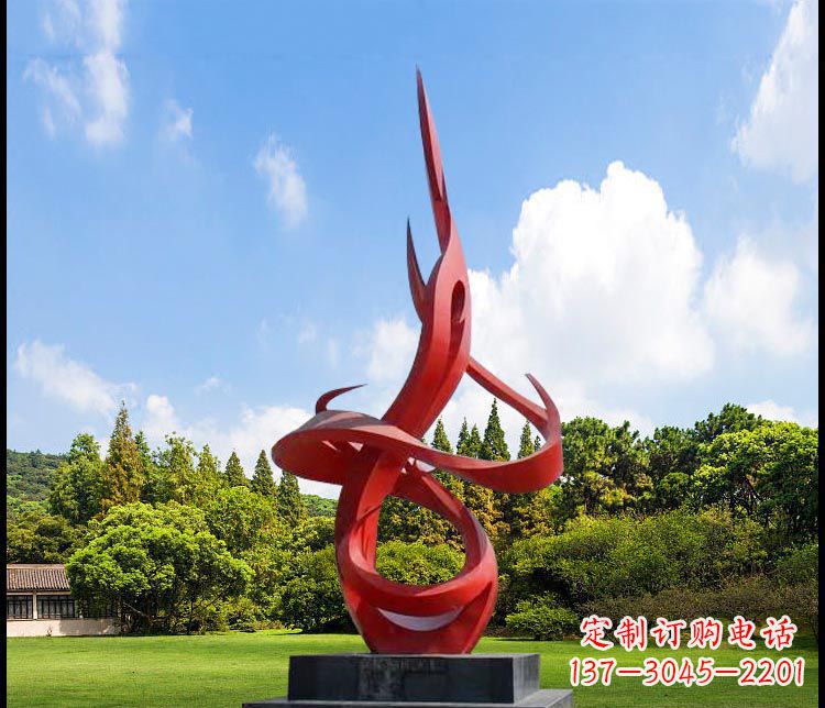 公园不锈钢创意红丝带雕塑