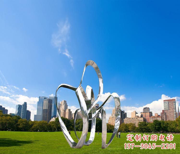 公园不锈钢创意弯曲丝带雕塑