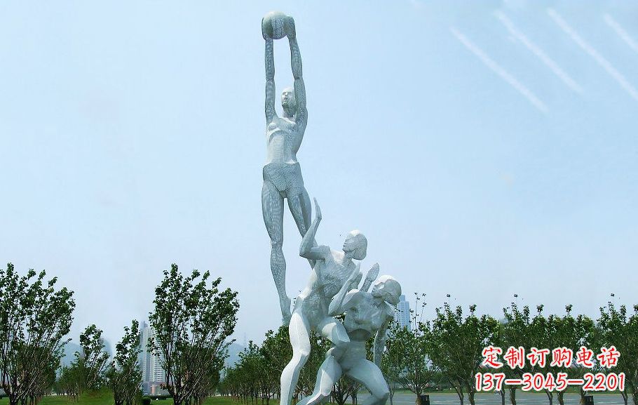 公园不锈钢打篮球人物雕塑