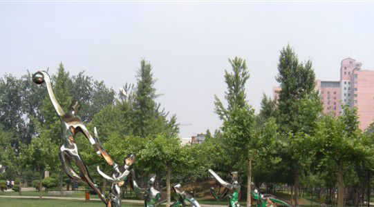 公园不锈钢打篮球雕塑 (2)