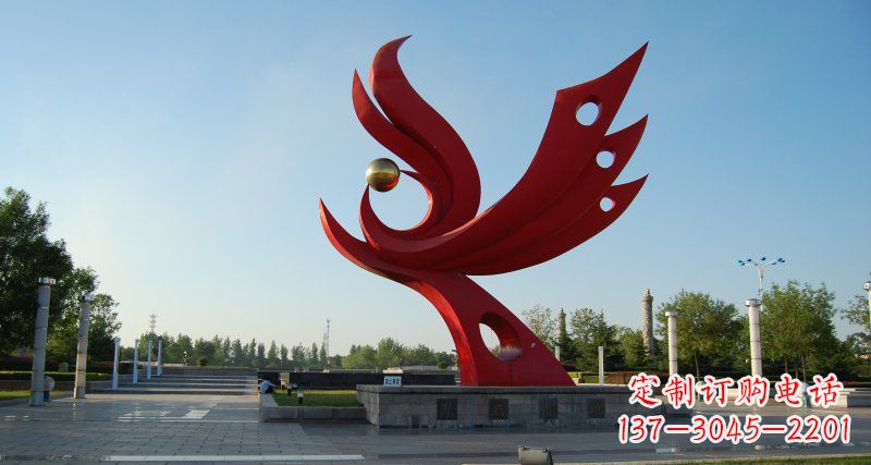 公园不锈钢大型抽象凤凰雕塑