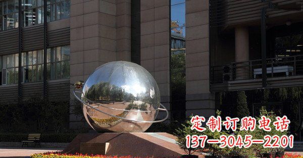精美不锈钢制地球与赤道雕塑 精美不锈钢制地球与赤道雕塑