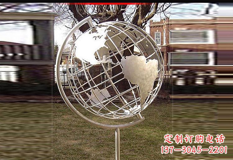 强大的不锈钢地球仪雕塑 强大的不锈钢地球仪雕塑