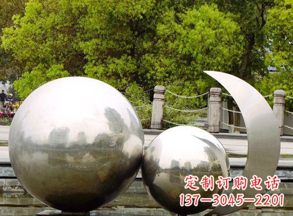 公园不锈钢地球月亮雕塑