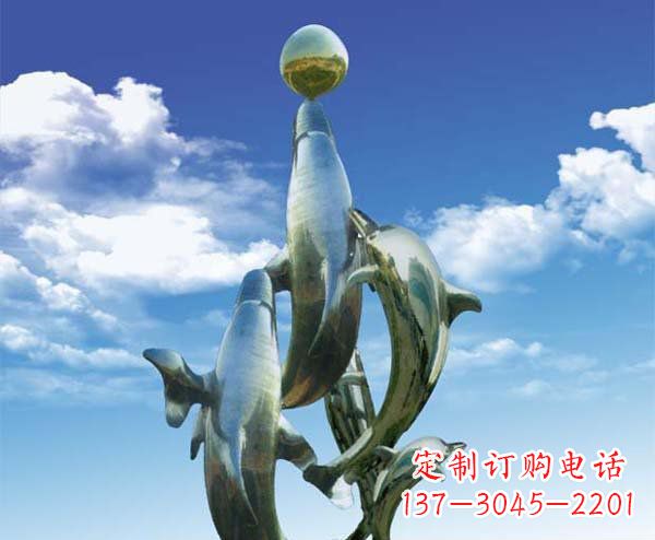 海豚雕塑 - 公园/不锈钢/顶球/海豚/动物 海豚雕塑 - 公园/不锈钢/顶球/海豚/动物