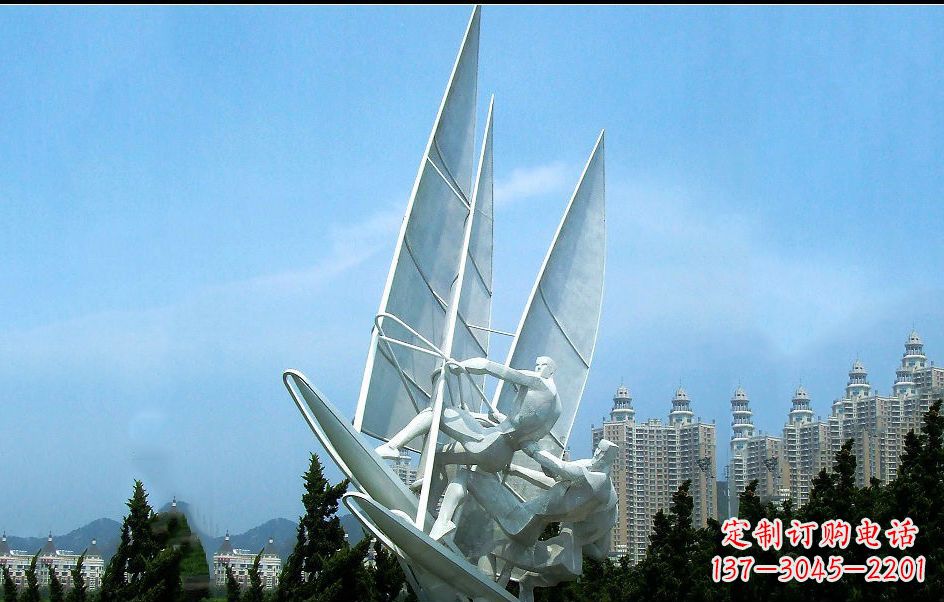 公园不锈钢帆船比赛雕塑