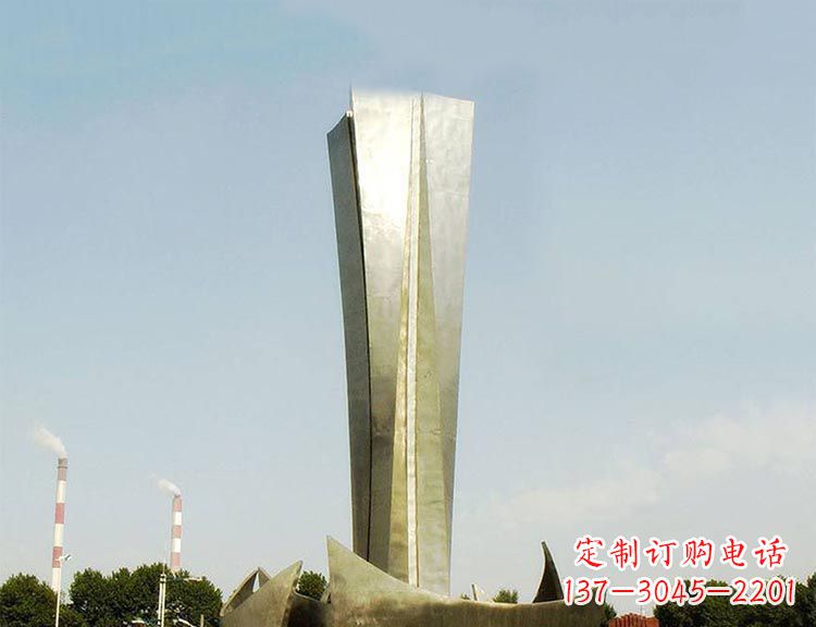 公园不锈钢方形柱景观雕塑
