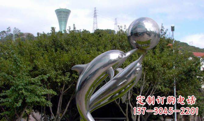 海豚雕塑 - 公园/不锈钢/海豚/顶球 海豚雕塑 - 公园/不锈钢/海豚/顶球