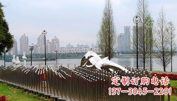 公园不锈钢海豚雕塑 (2)