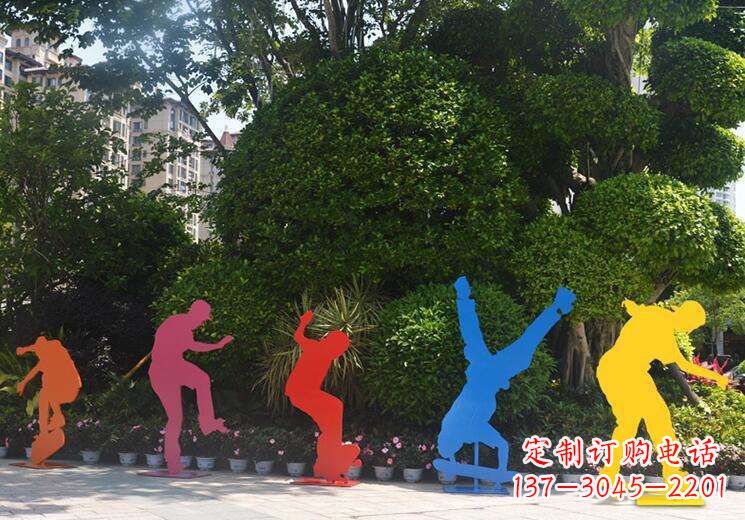 公园不锈钢滑板人物雕塑