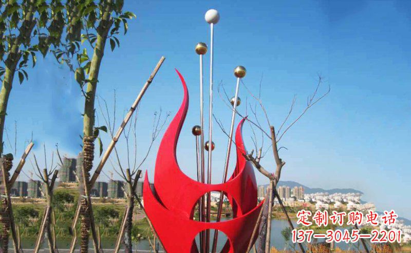 公园不锈钢火焰抽象雕塑