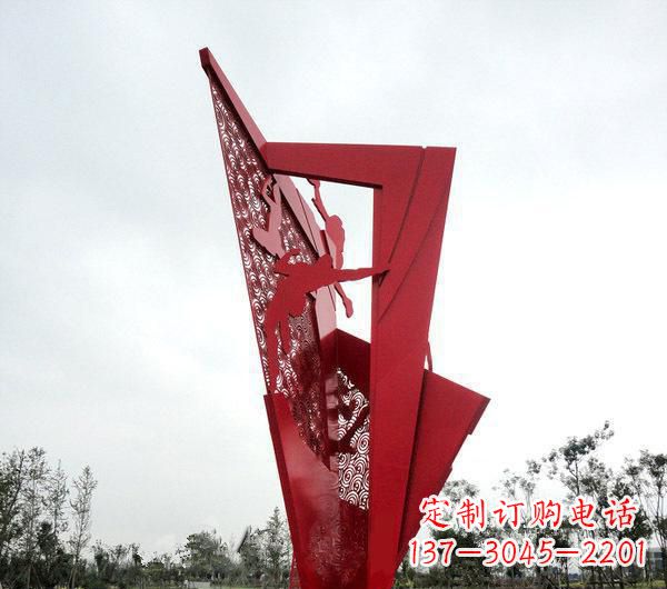 公园不锈钢剪纸运动人物雕塑