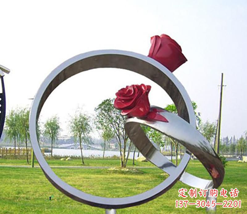 公园不锈钢戒指景观雕塑
