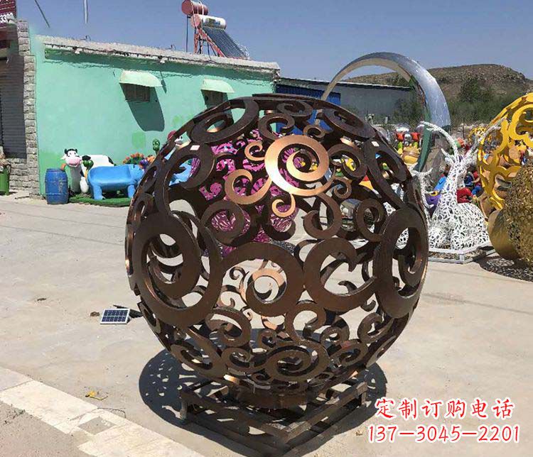 公园不锈钢景观镂空球雕塑1