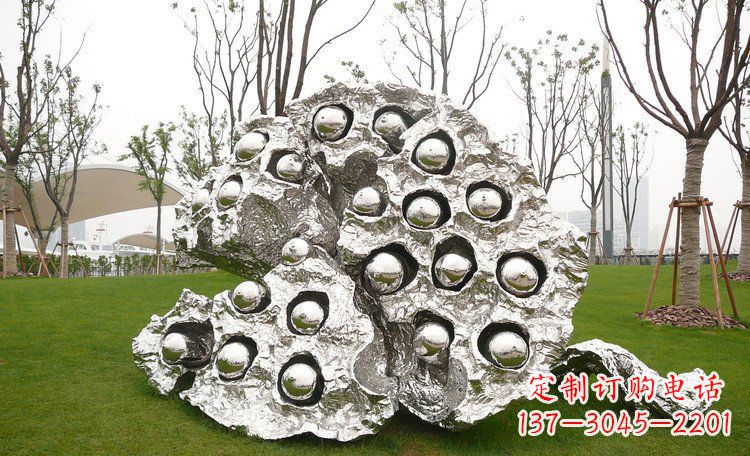 公园不锈钢莲蓬雕塑