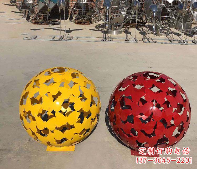 公园不锈钢镂空球摆件雕塑