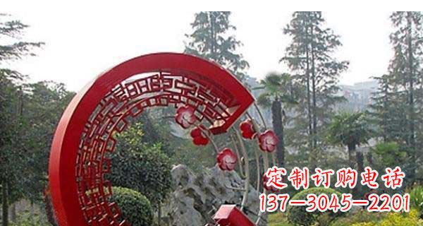 圆环雕塑 - 公园/不锈钢/镂空/圆环/梅花 圆环雕塑 - 公园/不锈钢/镂空/圆环/梅花