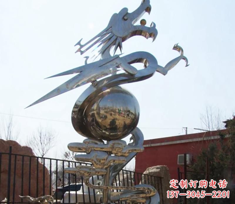 公园不锈钢盘龙之球景观雕塑