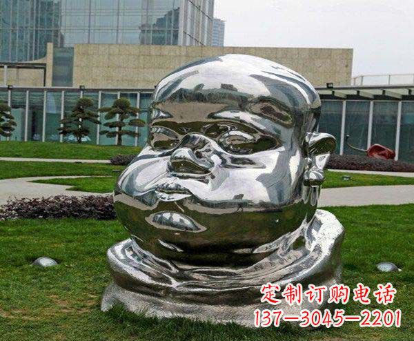 公园不锈钢胖娃娃头像雕塑