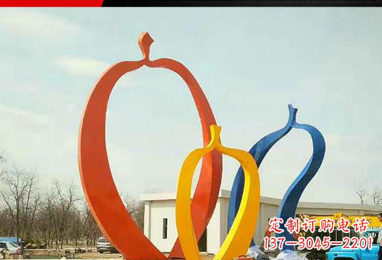 公园不锈钢苹果造型雕塑
