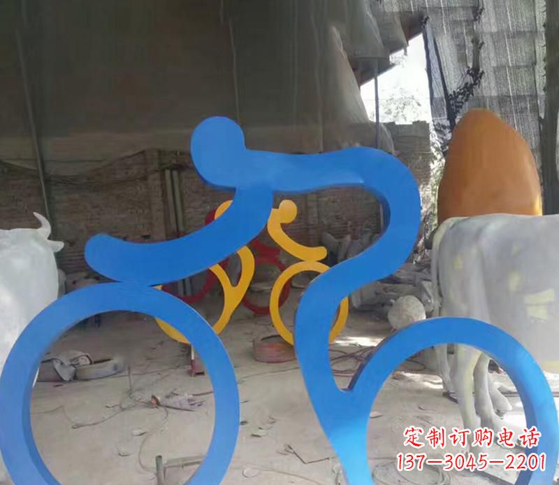 公园不锈钢骑单车景观雕塑