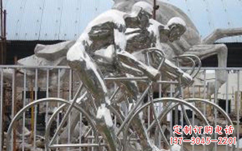 公园不锈钢骑自行车人物景观雕塑