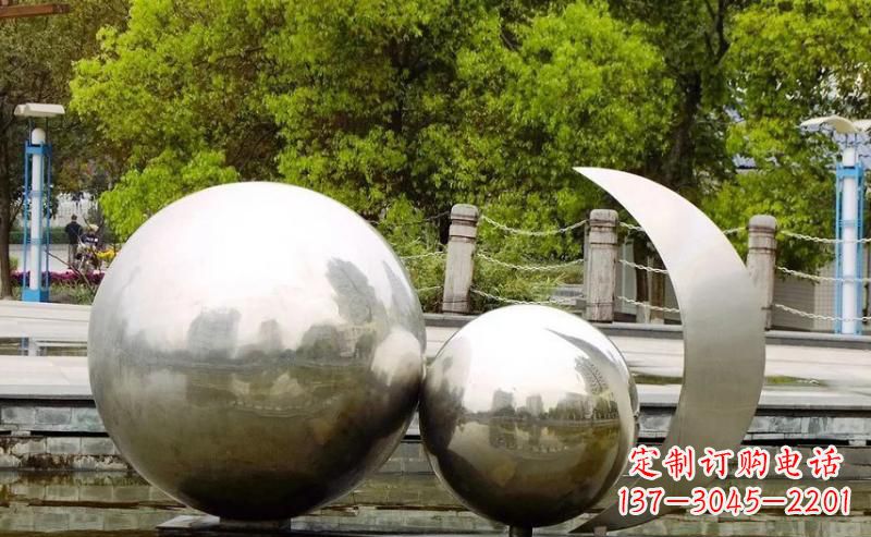 公园不锈钢日月同辉雕塑