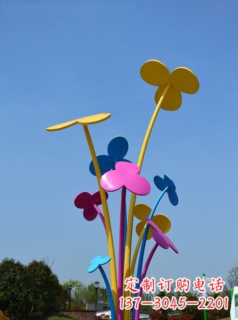 公园不锈钢三色堇花朵雕塑