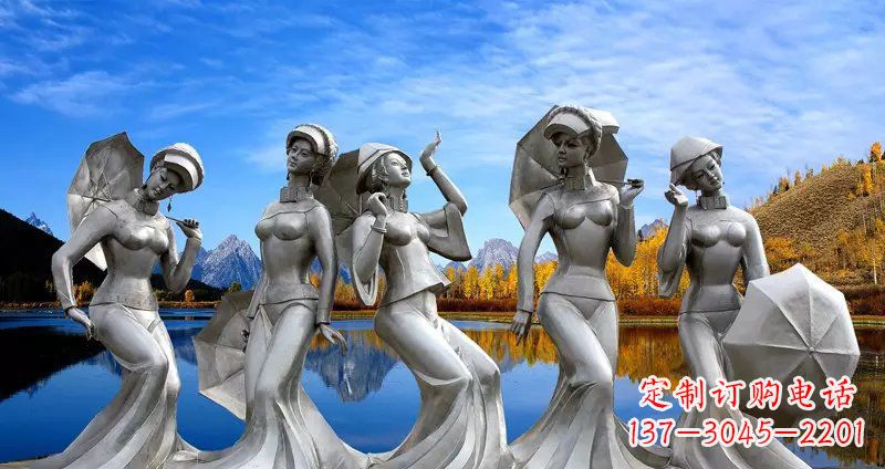 少数民族雕塑 - 公园/不锈钢/少数民族/少女 少数民族雕塑 - 公园/不锈钢/少数民族/少女