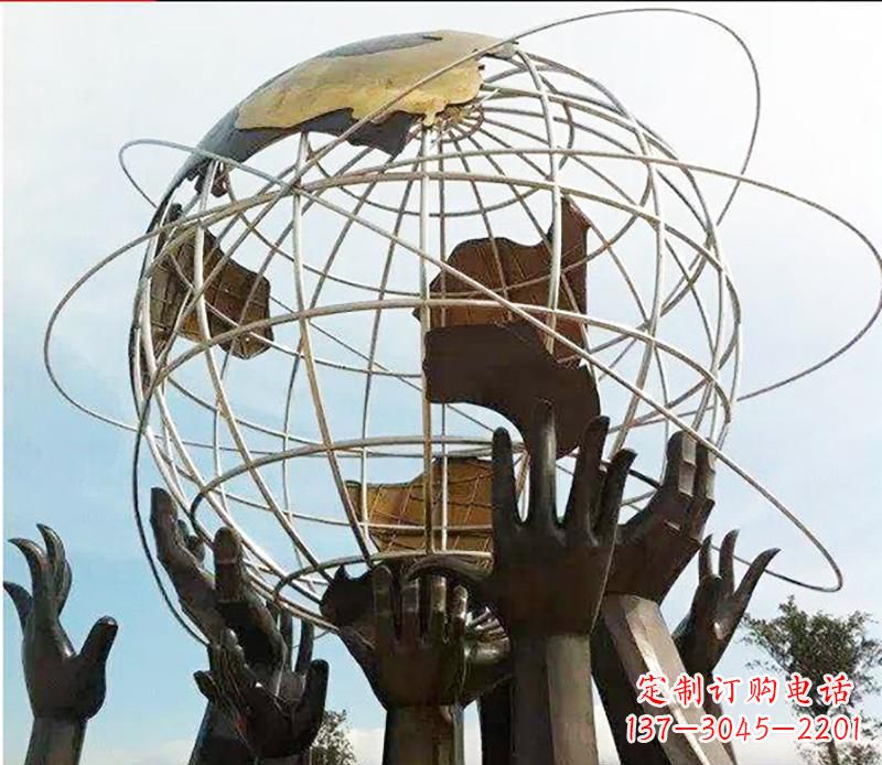 公园不锈钢手托圆球景观雕塑