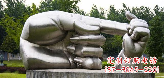 公园不锈钢小手拉大手景观雕塑