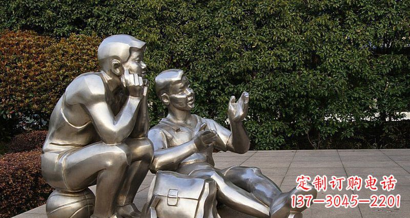 一起勇敢长大——不锈钢学生雕塑 一起勇敢长大——不锈钢学生雕塑