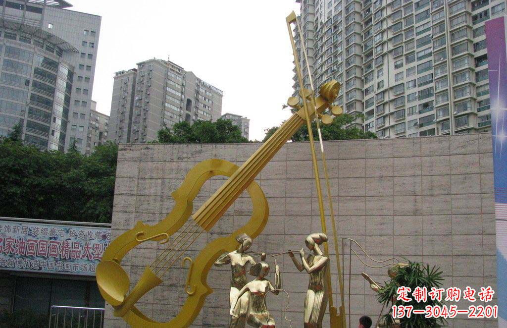 不锈钢演奏大提琴雕塑 不锈钢演奏大提琴雕塑