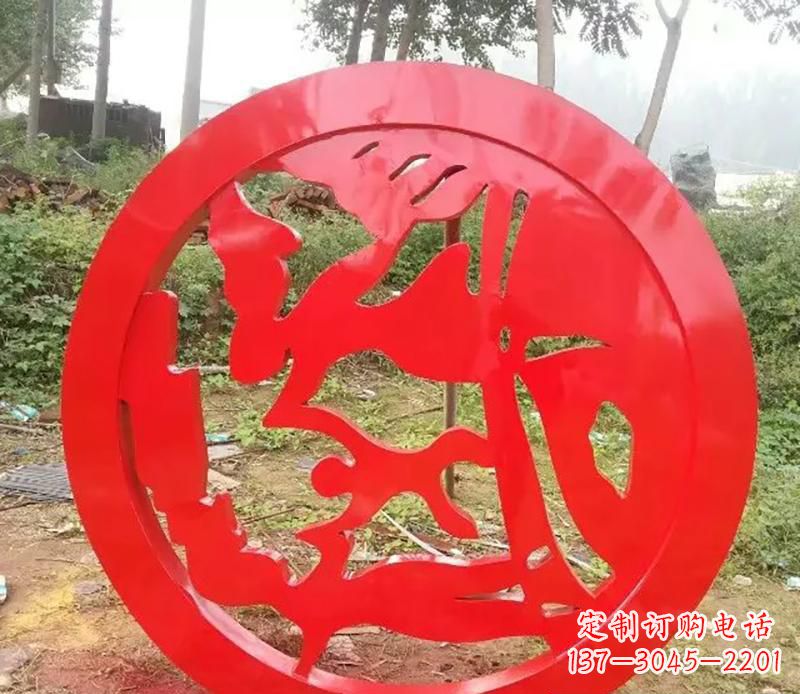 公园不锈钢圆形剪纸雕塑