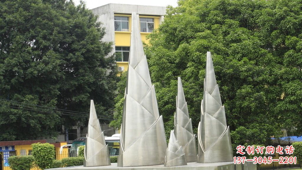 公园不锈钢竹笋景观雕塑