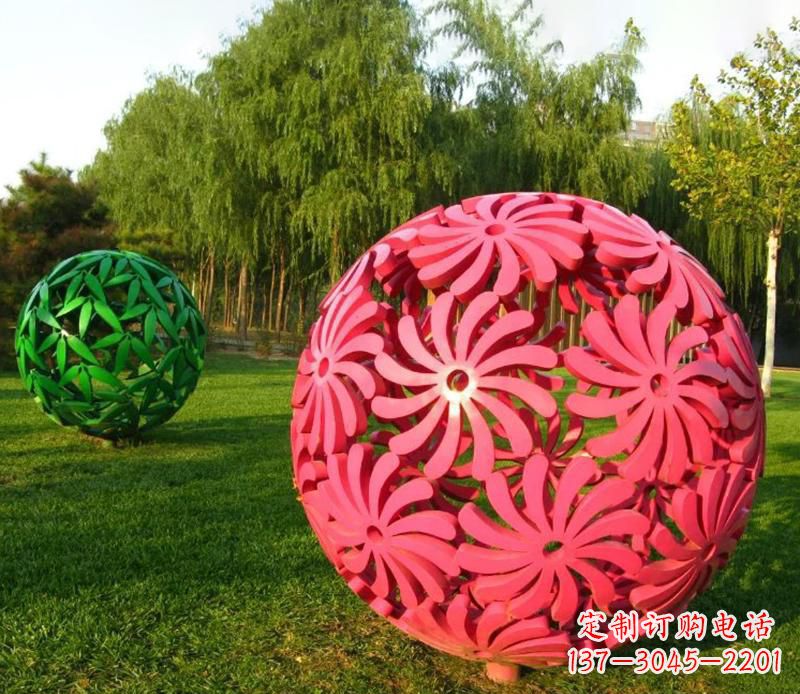 公园彩色不锈钢花球景观雕塑