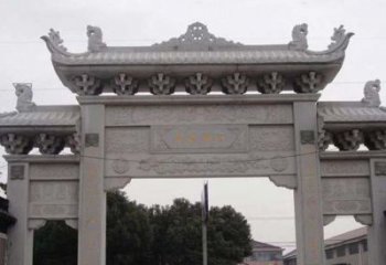 中领雕塑-仿古三门牌坊石雕