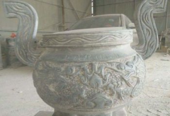 青铜仿古三足香炉石雕