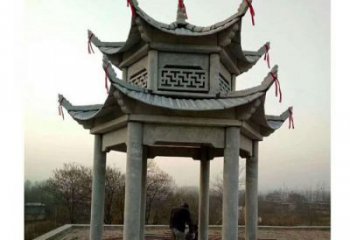 仿古双层石雕凉亭