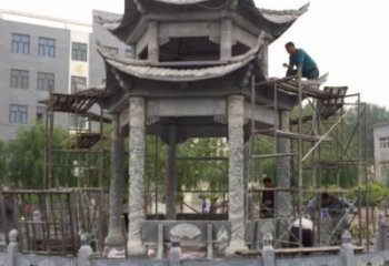 仿古双层石雕凉亭