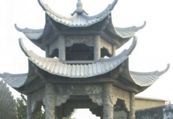 仿古双层石雕凉亭