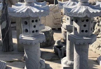 中式仿古青石灯笼雕塑