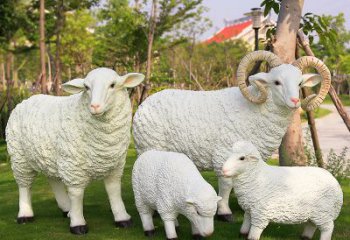 乡村绵羊雕塑 – 农家院庭院仿真动物摆件