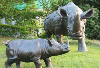 犀牛铜雕-公园园林草坪室内外装饰雕塑