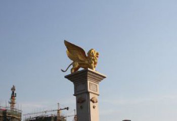 飞狮黄铜室内狮子雕塑