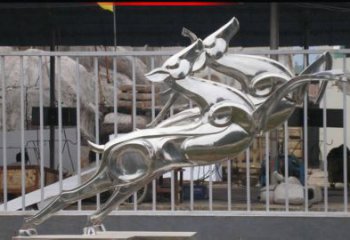 梅花鹿不锈钢高光大型雕塑